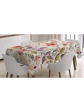 Farm Chic Tablecloth AMBESONNE Tablecloth Cover Watercolor Spring Floral 52"x70"